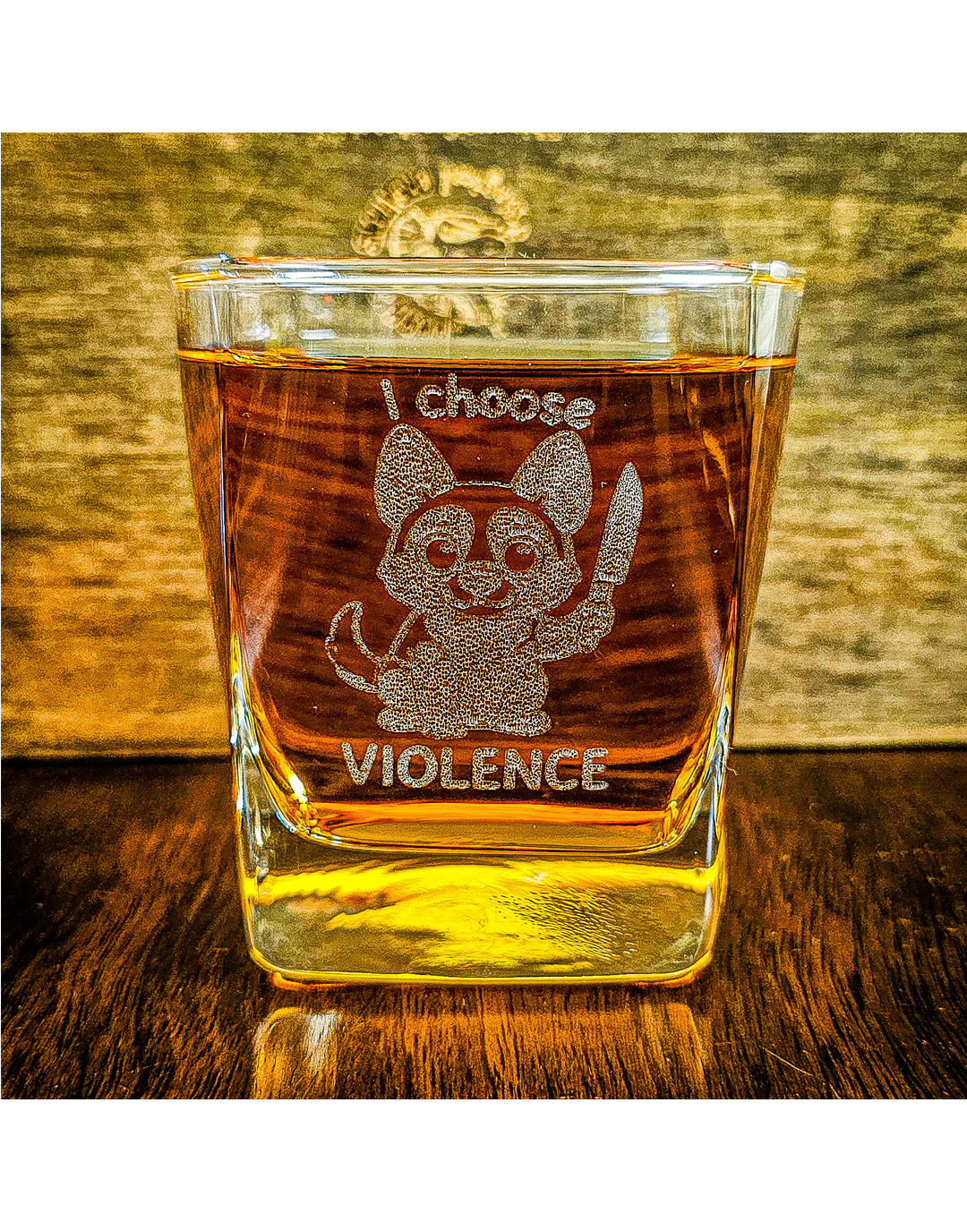 Violence 10 oz Whiskey Glass (Laser Etched)